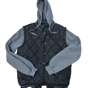 Original Deluxe Black and Gray Quilted Bomber Jacket